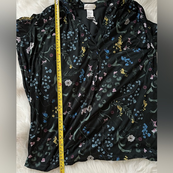 Anna Glover x H&M Peasant Blouse Oversized Flowy Floral Black Women’s Small - Picture 10 of 10